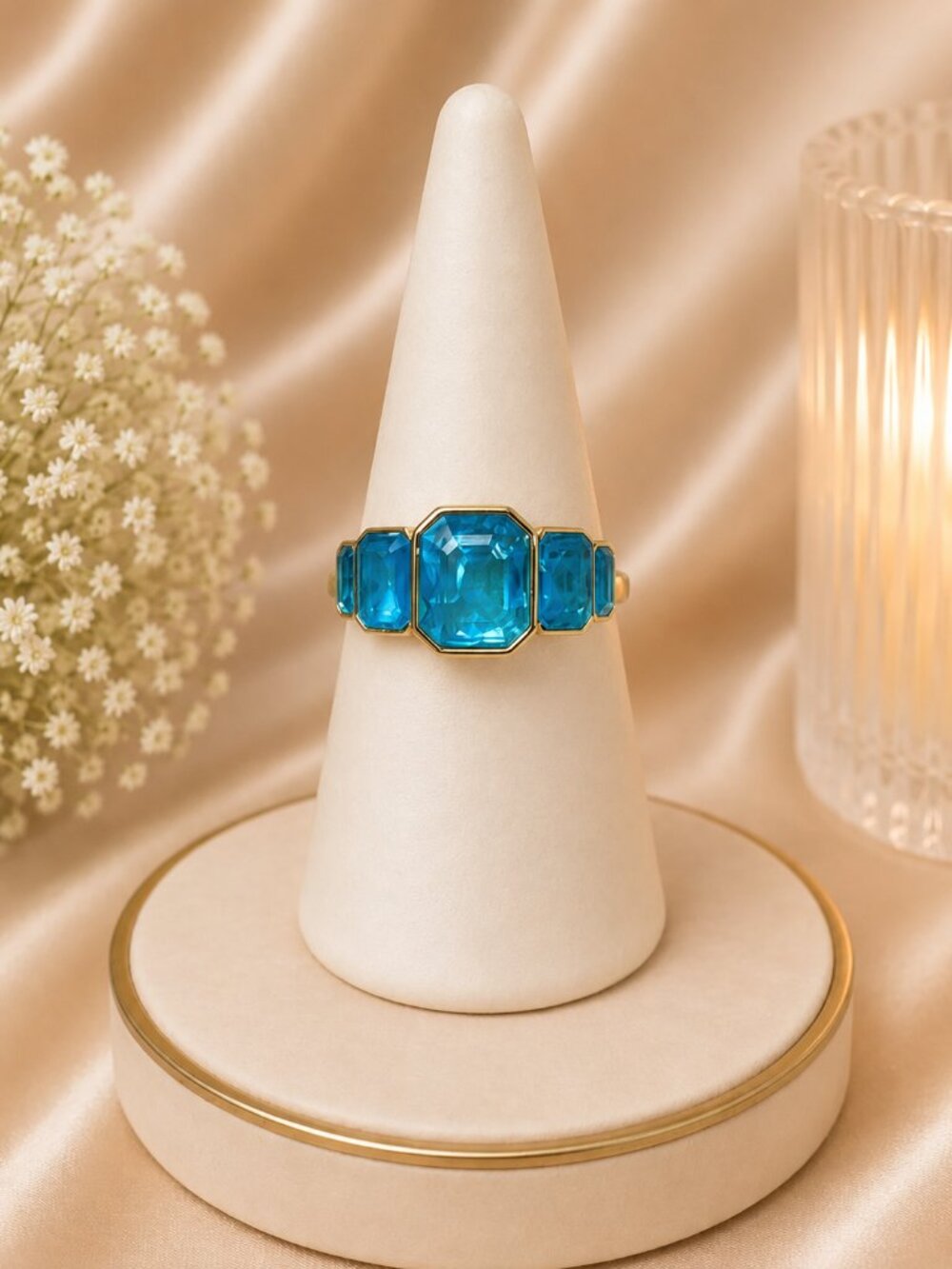 Bomb Party Blue Ice Crystal Ring Size 10